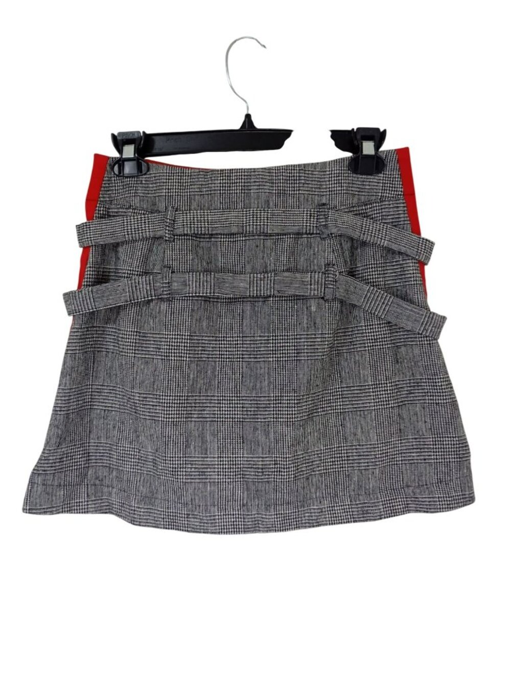 Mags & Pye Plaid Mini Skirt With Buckle Details & Red Side Panels Size 10 - Picture 7 of 7